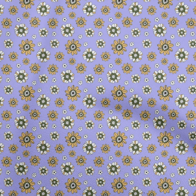 oneOone Rayon Medium Purple Fabric Floral Retro Craft Projects Decor Fabric Printed By The Yard 56 Inch Wide