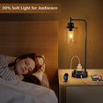 thumbnail image 3 of Industrial Bedside Table Lamp with USB-C Charging, Dimmable Black Ports & Glass Shade for Bedroom Office Living Room, 3 of 8