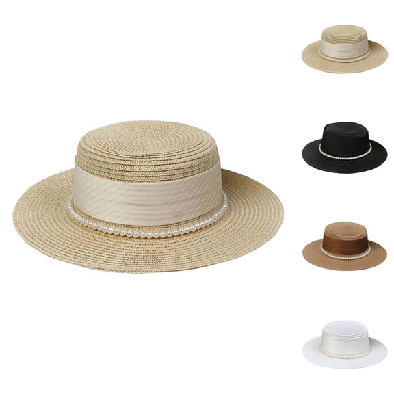 jiaxiM Straw Hats for Women Wide Brim Women's Striped Wide Brim Straw Beach Hat Casual for Outdoor Summer