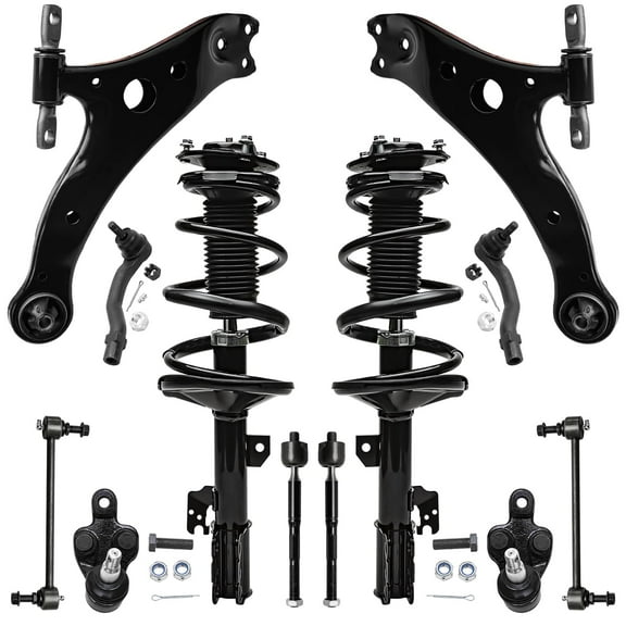 Detroit Axle - Front Struts w/Coil Springs Lower Control Arms Ball Joints Sway Bars Outer Inner Tie Rods Replacement for 2001-2003 Toyota Highlander