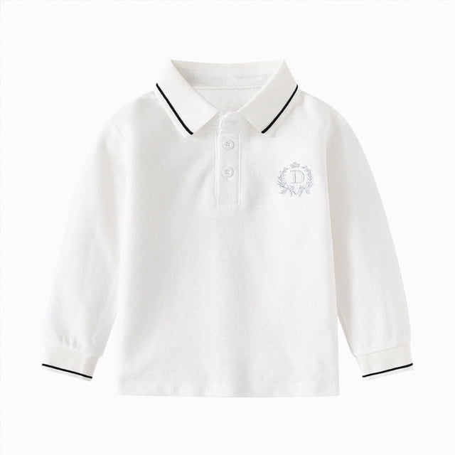 WUANDIXFA T-Shirt Garçon à Col Rond Tee Été Basique Uni à Manches Longues T-Shirt Garçon à Col Rond Tee, Blanc, 3-4 Ans