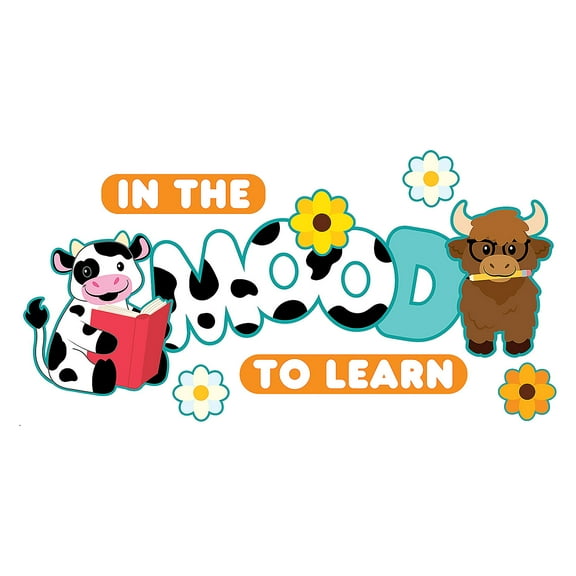 Fun Express 54" x 29" Cows In the Mood to Learn Classroom Wall Mural - 8 Pc.