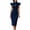 Navy 13, variant on Solid Bow Tie Mock Neck Cap Sleeve Midi Bodycon Dress, Keyhole Front Slim Pencil Dress Elegant Office Business Party Dress Dresses for Women