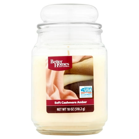 Better Homes and Gardens Soft Cashmere Amber Scented Jar Candle, 18 oz