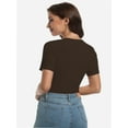 thumbnail image 2 of Womens Scoop Neck T Shirts Basic Ribbed Tees Fitted Tshirt Plain Short Sleeve Tops Casual, 2 of 6