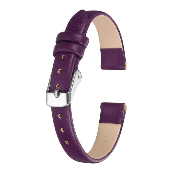 Leather Watch Band 14mm Soft Genuine Leather Watch Straps Quick Release Flexible Replacement Strap Silver Buckle with 3pcs Spring Bar Pins for Men Women, Purple