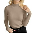 thumbnail image 1 of Chandail Côtelé pour Femmes Taille Unique Col Roulé Élégant Tricoté Manches Longues Ajusté Automne Hiver, 1 of 4