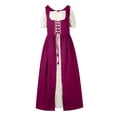 thumbnail image 4 of Womens Halloween Costumes 2024 Cosplay Gothic Dresses Women's Solid Color Dress Waist Square Collar Two-piece Cos Dress, 4 of 4