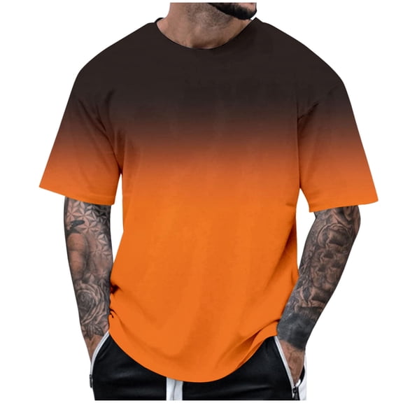 Bibifish Mens T Shirt Short Sleeve Crew Neck Gradient Shade Tees Loose Street Summer Athletic Casual T-Shirts