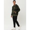 thumbnail image 4 of Sudadera con capucha Unique Bargains de camuflaje con forro de felpa para hombre Verde M, 4 of 6