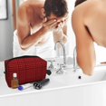 thumbnail image 5 of Goofa Red Black Houndstooth Printed Toiletry Bag with Handle,Large Capacity Travel Makeup Cosmetic Bag for Women, Carry on Airport Airline Compliant Bag, 5 of 9