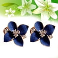 thumbnail image 4 of BRIGHTFUFU Un par de aretes Pendientes elegantes en forma de camelia Joyería de aleación con patrón floral de moda para mujeres y niñas (azul), 4 of 7