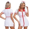 thumbnail image 3 of Lencería para mujer, vestido de enfermera traviesa, trajes de Cosplay, disfraces sexis de Doctor Maid, disfraces de Halloween, vestido cruzado con cremallera frontal y tocado, 3 of 5