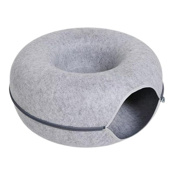 Interactive Round Small Cat Tunnel Nest Felt Kittens Bed House Scratcher Cat Donut Sleeping Pet Toy for Cats