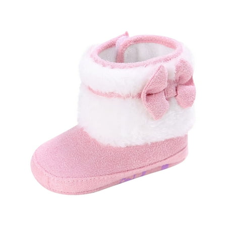 

Hipattires Baby Shoes for Girls Pink Comfortable Fashion First Walking Fleece Boots Non Slip Shoes