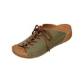 thumbnail image 2 of Women's Tie Wedge Slippers-Women's Solid Color Fish Mouth Sandals,Lace Up Thick Sole Slides Sold by WHLBF 37, 2 of 9