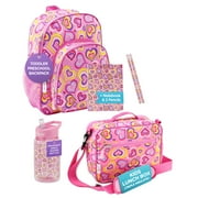 Emily Rose Playful Hearts Girls Heart 3-Piece Reusable Lunch Box, Backpack, and Water Bottle Set