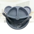 thumbnail image 2 of Ensemble de 3 Pcs Assiette Alimentaire Compartimentée en Paille de Blé en Forme d'Ours Plateau de Repas avec Cuillère et Fourchette Bol d'Alimentation pour Enfants (Bleu), 2 of 9