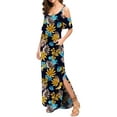 thumbnail image 6 of Aiyino Women's Summer Casual Loose Long Dress Cold Shoulder Short Sleeve Split Maxi Dresses, 6 of 6