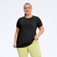 thumbnail image 2 of Haut d'Entraînement à Manches Courtes pour Femmes, T-Shirt de Protection Solaire Grande Taille, Coupe Ample, Mélange Polyester Spandex Respirant, Col Rond, Chemise d'Été Décontractée, 2 of 8