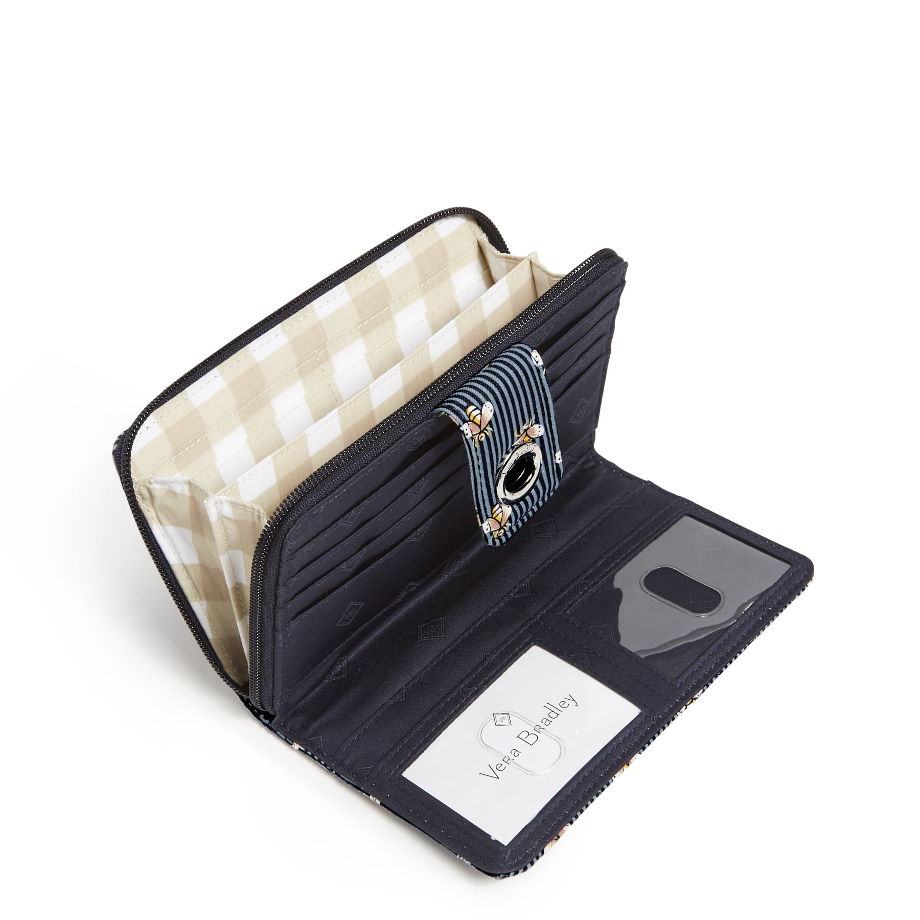 Vera Bradley Women's Cotton RFID Turnlock Wallet Bees Navy