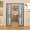 thumbnail image 3 of Sliding French Double Pocket Doors 60 x 84 inches Frosted Glass 12 Lites, 3 of 6