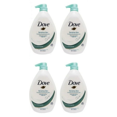 Dove Body Wash Deeply Nourishing W/Pump Sensitive Skin Hand Wash Liquid Soap 1L-4 Pack