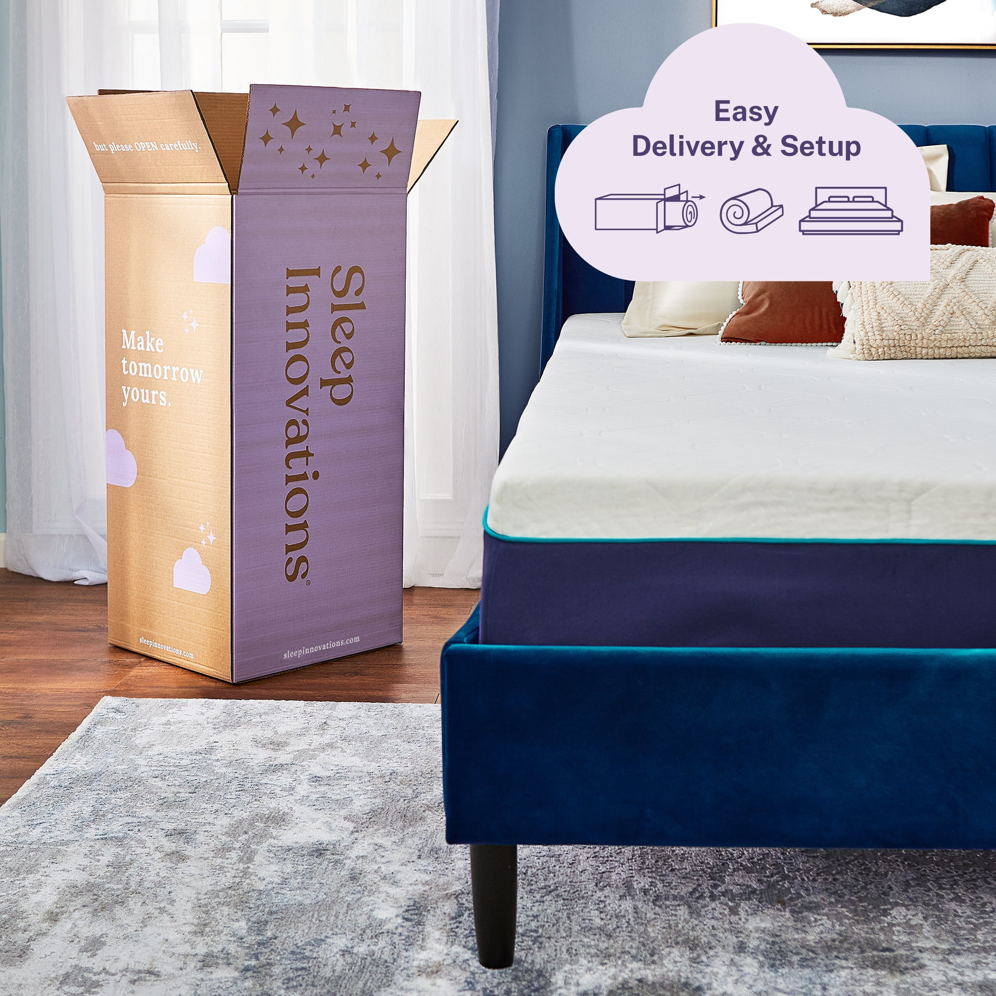 Sleep Innovations Arlo Cooling Firm Support Foam Mattress, 12 Inch Bed in a Box, California King Size