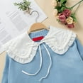 thumbnail image 6 of Women Lace Up Bowtie False Collar Choker Chiffon Blouse Shawl Cover Mini Cape DIY Shirt Dress Collar - White, 6 of 6