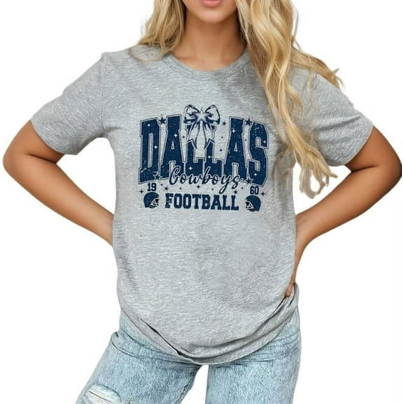 Vintage Football Shirt for Women Game Day Tshirt Coquette Bow Graphic Sunday Funday Shirt Casual Football Season Tops