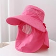 thumbnail image 2 of Women Fishing Hunting Hiking Lace Wide Brim Face And Neck Protect Women Hats Ear Flap Sunscreen cap Sun Hat PINK, 2 of 8