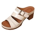 thumbnail image 5 of Rokment Ladies Platform Chunky Block High Heels Dressy Slip on Sandals for Women 2026 Summer Fashionable Leather Fish Mouth Open Toe Dress Slides Heeled Pumps Beige Size 6.5, 5 of 7