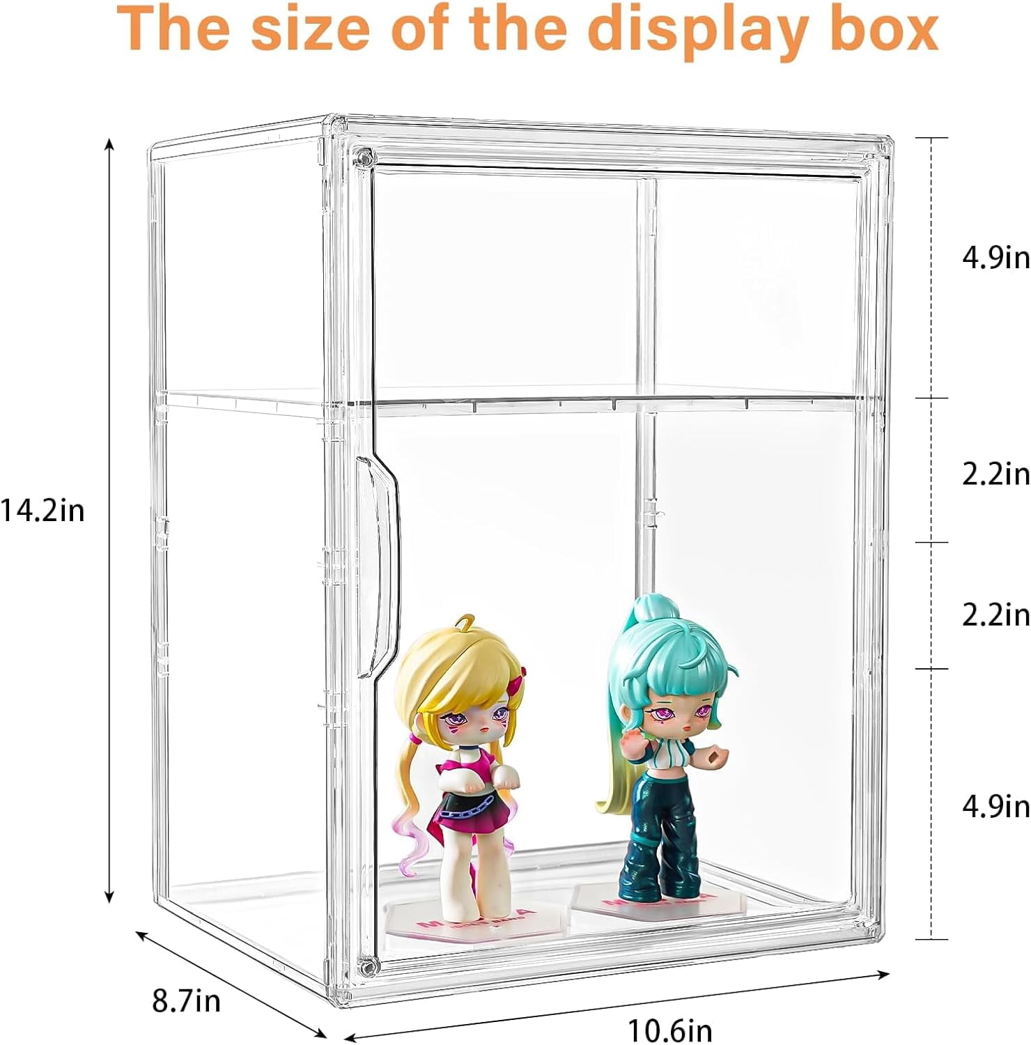 Acrylic Display Case for Collectibles, Clear Box with 3 Adjustable Layers and Magnetic Door, Stackable Storage Box/Bins Figures,Lego, Book