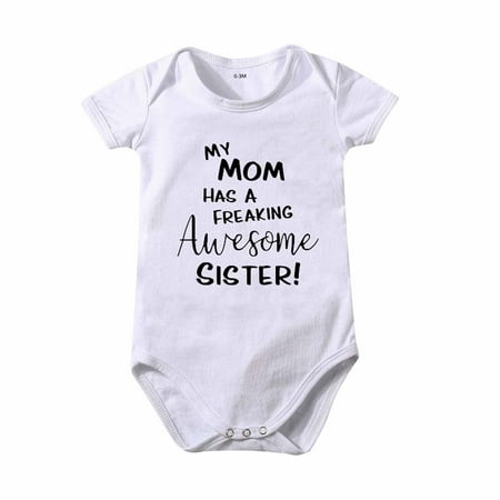 

Clearance! Realhomelove Baby Boys Girls Onesie My Mom Has a Freaking Awesome Sister Infant Romper Bodysuits Jumpsuit Newborn Outfit for 0-24 Months