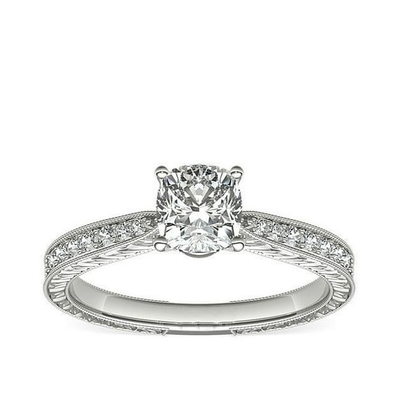 Diamond-Capitals 2.20 Ct Beautiful Cushion Cut Natural Diamond Solitaire Engagement Ring for Women Solid 950 Platinum (F-G/VS1) Size 7