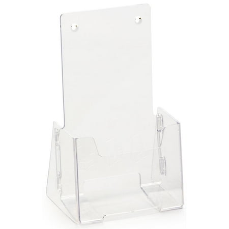 Set of 25, Single-Pocket Brochure Holders, Clear Acrylic Leaflet Displays Hold 4” x 9” Literature, for Countertop Use, Slide & Lock Design