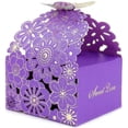 thumbnail image 1 of ZHAOCHENG 50 piezas/juego de cajas huecas para dulces, galletas, regalos, cajas de chocolate para fiestas de cumpleaños (morado, S), 1 of 5