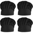thumbnail image 1 of Gorro de chef negro ajustable de 4 piezas para mujeres y hombres, gorro de chef unisex, gorro de chef profesional Mylar, gorro de chef transpirable para hornear parrilla., 1 of 5