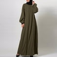 thumbnail image 2 of Fesfesfes Long Sleeve Dress Women Solid Color Robe Vintage Elegant Swing Kaftan Party Dress Plus Size $10, 2 of 8