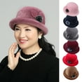 thumbnail image 3 of dianhelloya Warm hat LadyWinter Hat Elegant Solid Color Windproof Flower Embellished Ultra-Thick Keep Warm Comfortable Autumn Winter Imitation Fur Hat Basin Caps for Lady Purplish Red, 3 of 8