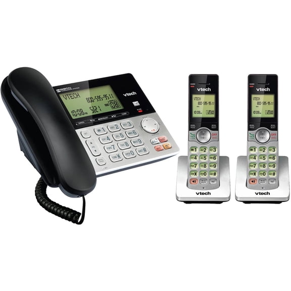 VTech CS6949-2 DECT 6.0 Standard Phone, Silver, Black