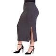 thumbnail image 5 of Plus Size Ribbed Knit Side Slit Elastic Waist Maxi Skirt, 5 of 11