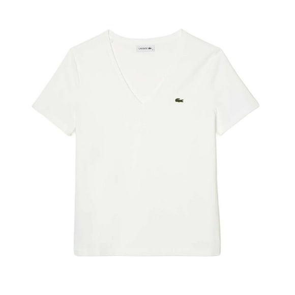 Lacoste T-Shirt Ample Col en V pour Femmes