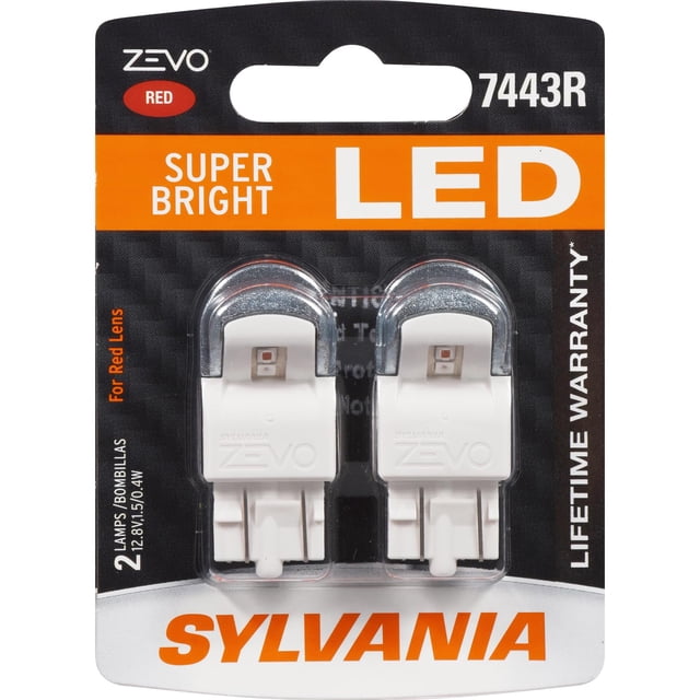 SYLVANIA - Bombilla LED roja 7443 T20 ZEVO - Bombilla LED brillante ideal para luces de freno y traseras (contiene 2 bombillas)