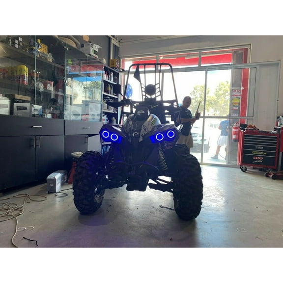For 4x Blue LED Can-Am Renegade Addon Angel Eye Headlamp Headlight Halo Rings