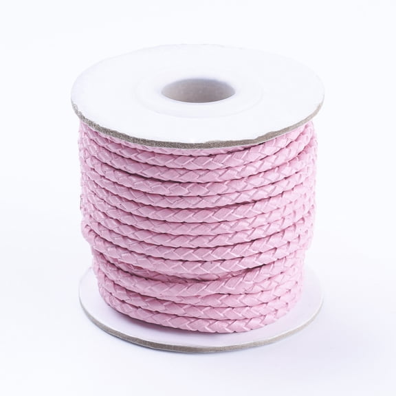 Round Cowhide Cords Pearl Pink 3mm about 10.93 yards(10m)/roll