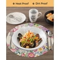 thumbnail image 3 of 15 Inch Round Placemats Set of 4, Watercolor Flowers Non Slip Heat Insulation PP Table Mats, Spring Hummingbird Butterflly Floral Beige Washable Place Mats for Kitchen Dining Party Table Decor, 3 of 7
