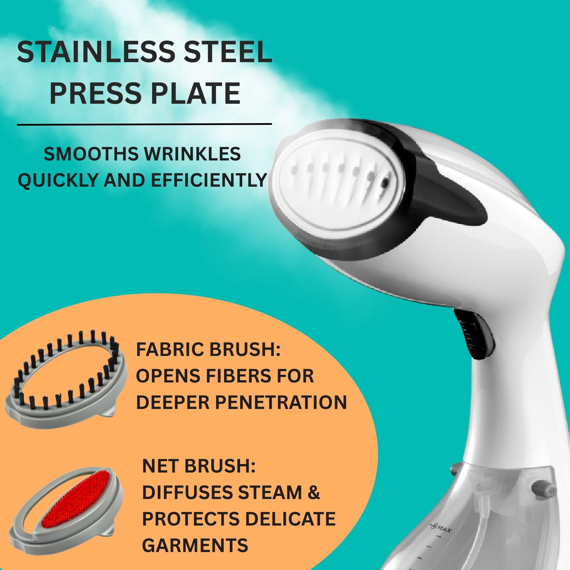 True & Tidy Tidy Hand Held Portable Clothes Steamer,  1200W, With A Stainless-Steel Plate