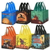 LONGRV 18PCS Halloween Gift Bags,Non-Woven Halloween Goodie Bags, Party Treat Bags with Handles for Halloween Trick or Treat,Reusable Small Halloween Tote Bags for Halloween Party Supplies