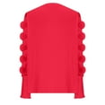 thumbnail image 6 of YUGYXL Women Long Sleeve Shirt Elegant Sheer Mesh Blouse Shirred Slim Fit Fall Tops Holiday Pullover Red L, 6 of 7